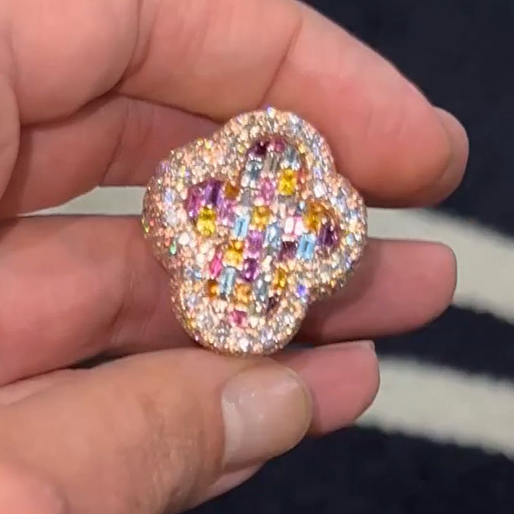 Heart's Kaleidoscope Rose Gold Pave Diamond Ring