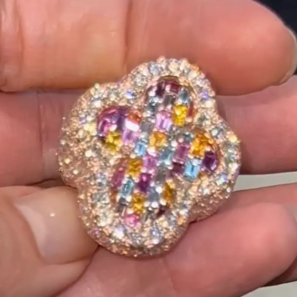 Heart's Kaleidoscope Rose Gold Pave Diamond Ring