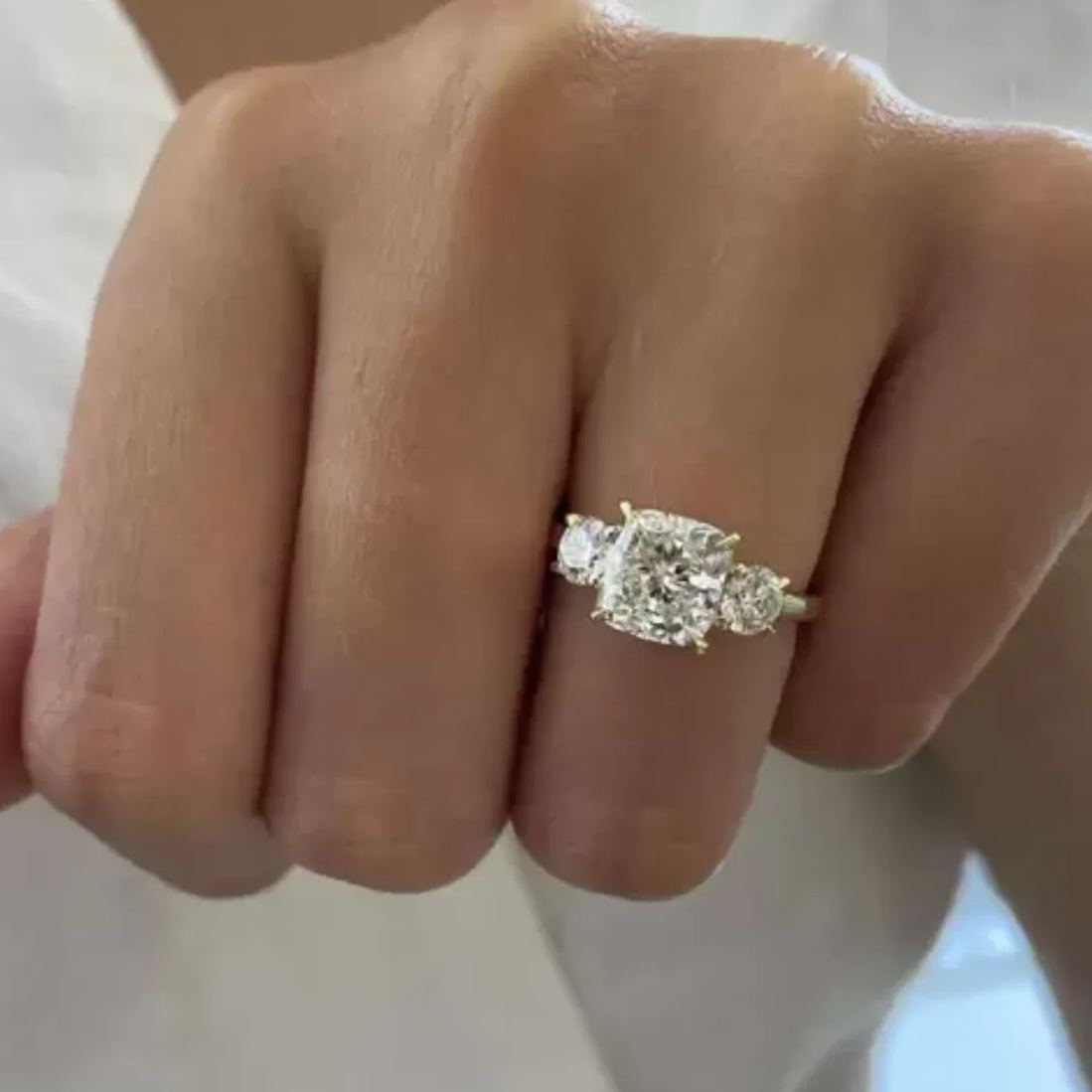 ​Classic 3.50ct Princess Cut White Sapphire Engagement Ring