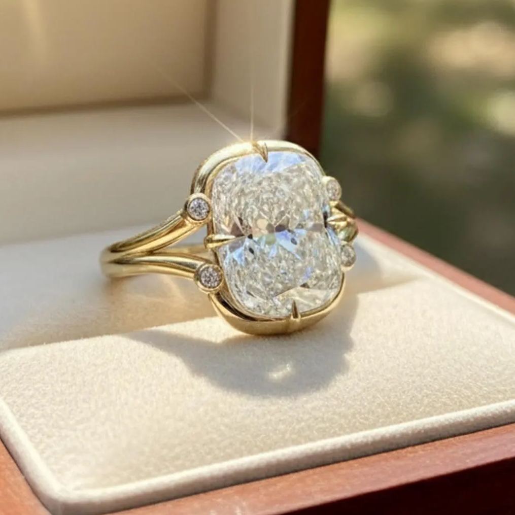 Classic 5.50ct Cushion Cut White Diamond (Engagement) Halo Ring