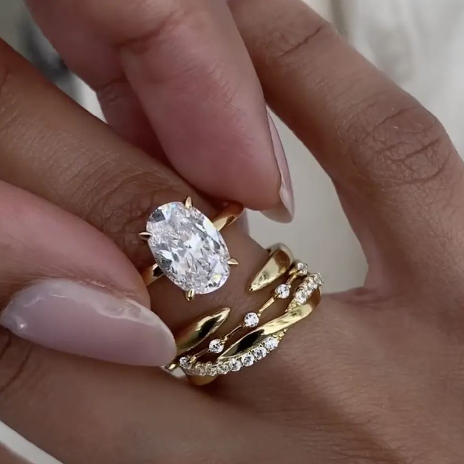 [Copy]Fashion 2.9ct Hybrid Triangular Cut White Sapphire Wedding ring