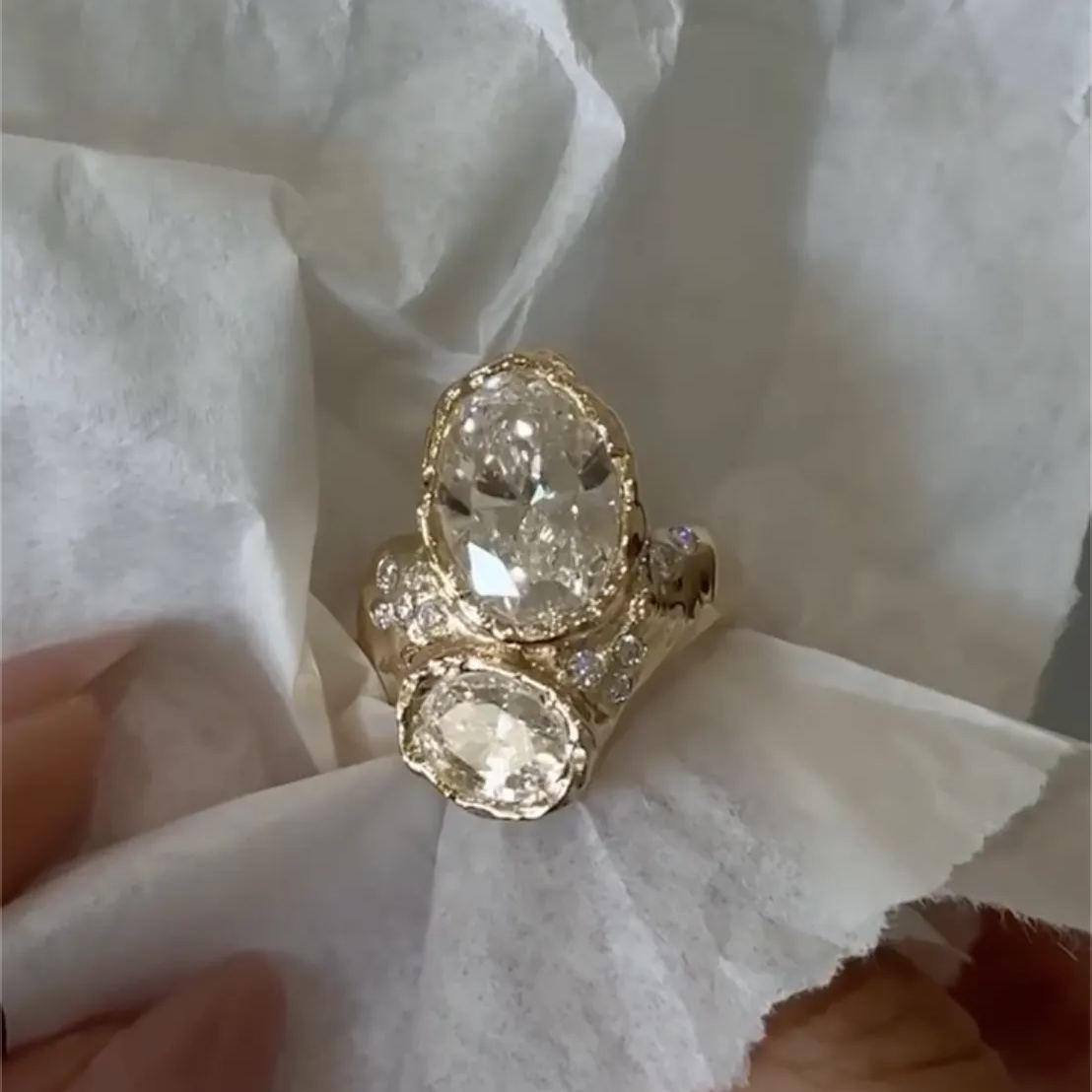 Art Deco 5ct Oval Cut White Sapphire Engagement Ring