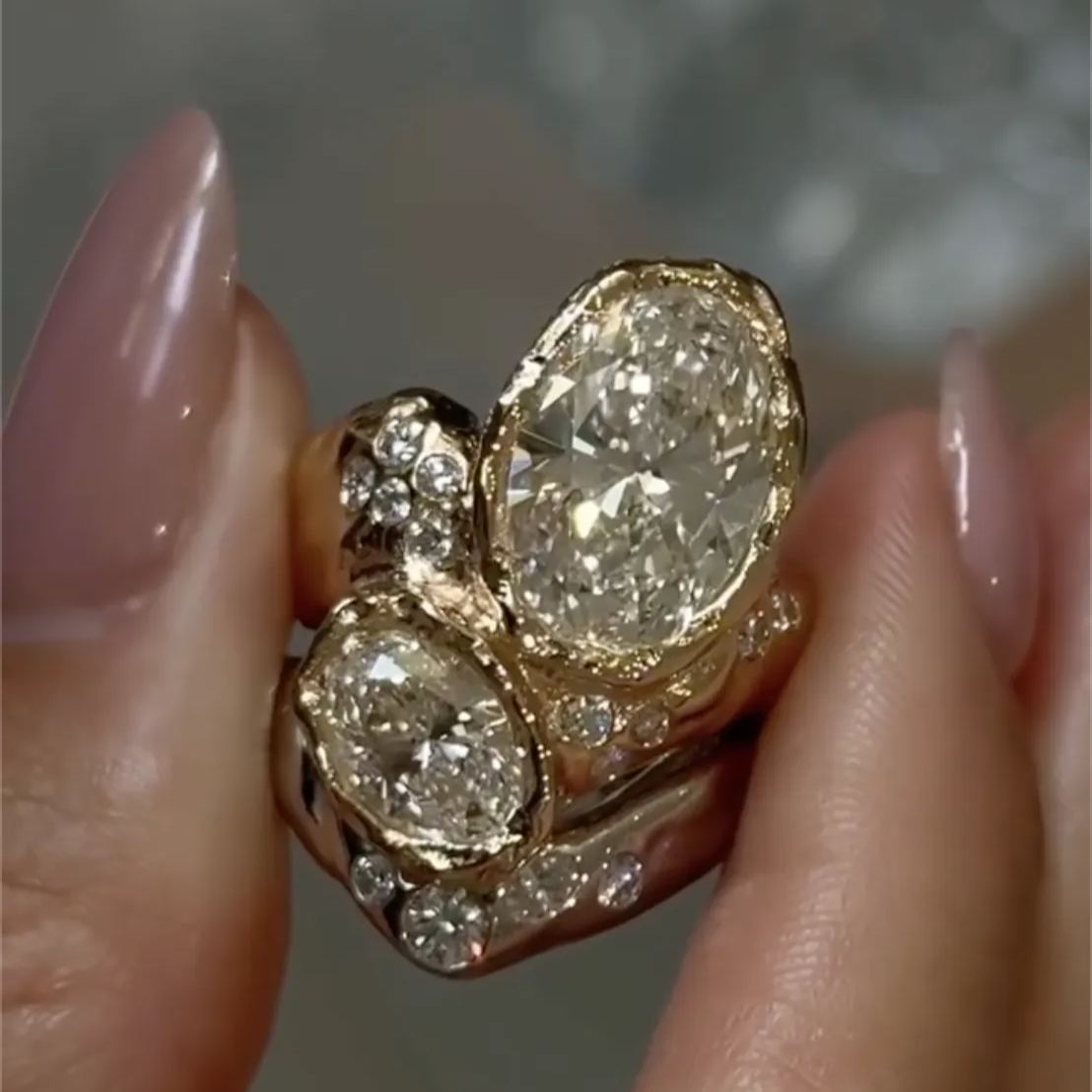 Art Deco 5ct Oval Cut White Sapphire Engagement Ring