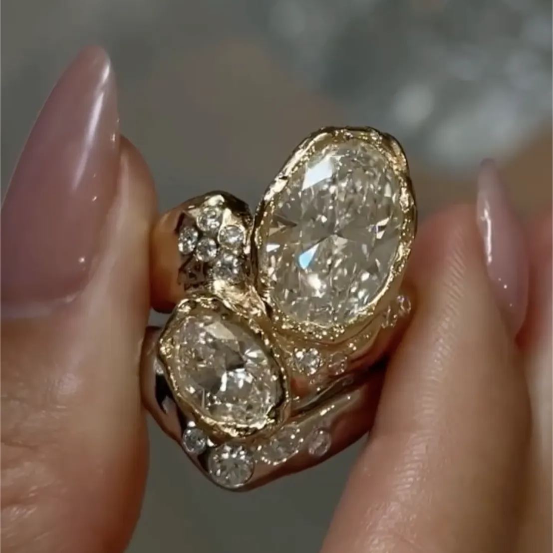 Art Deco 5ct Oval Cut White Sapphire Engagement Ring