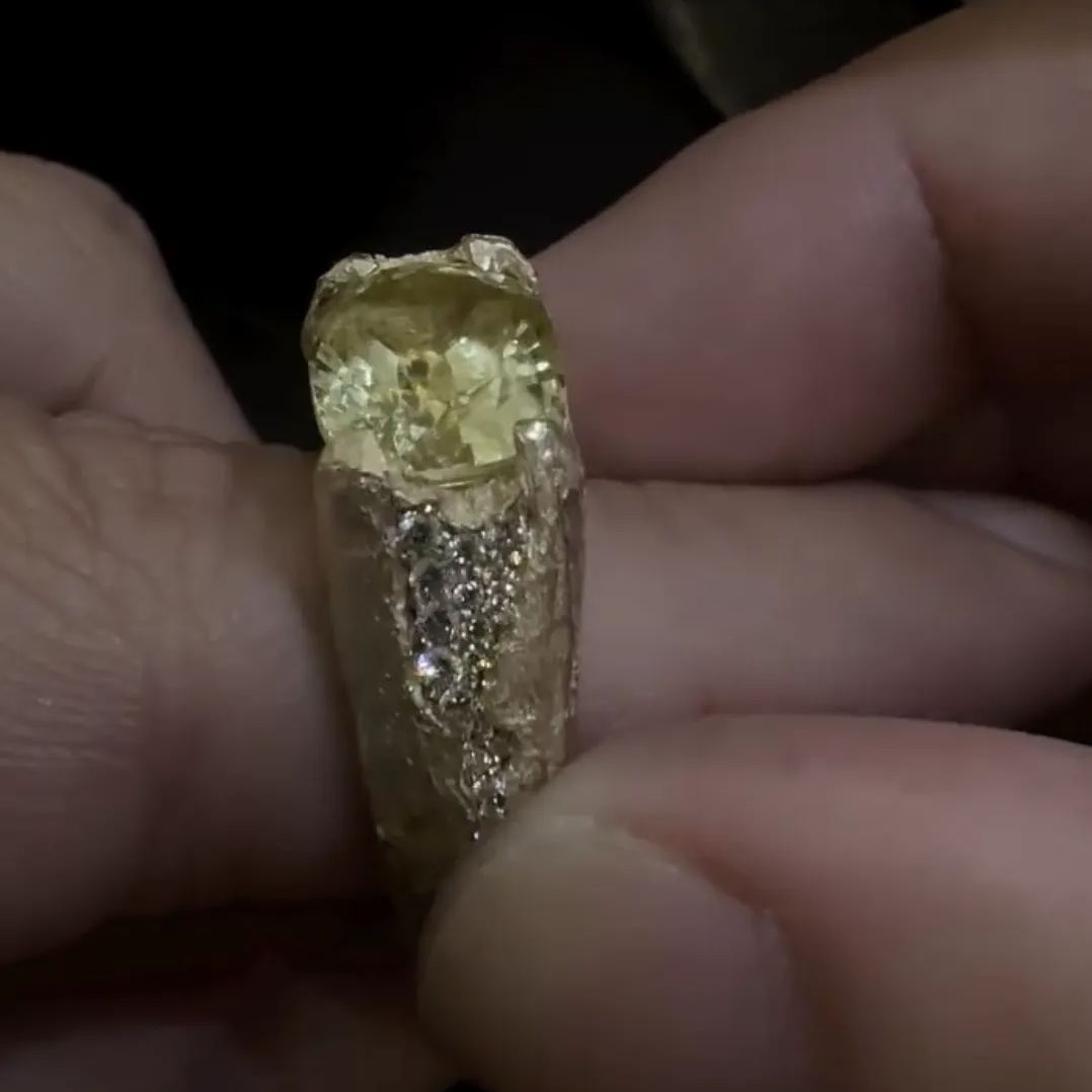 Art Deco 5ct Oval Cut Yellow Sapphire Engagement Ring