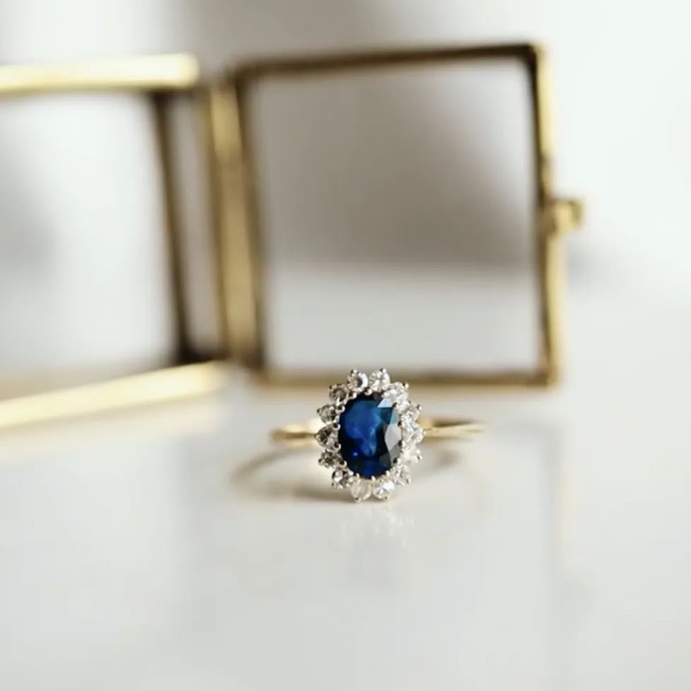Vintage Luxury 4.2ct Pear Cut Blue Sapphire Engagement Ring