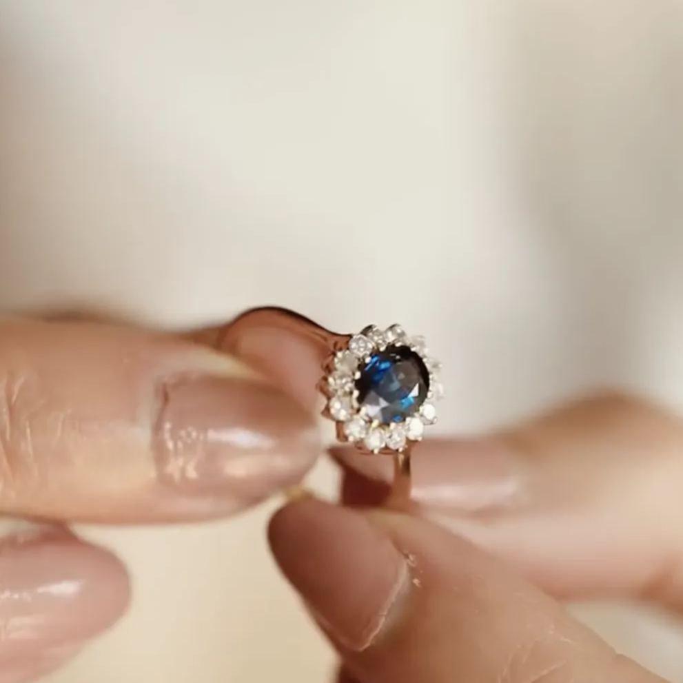 Vintage Luxury 4.2ct Pear Cut Blue Sapphire Engagement Ring