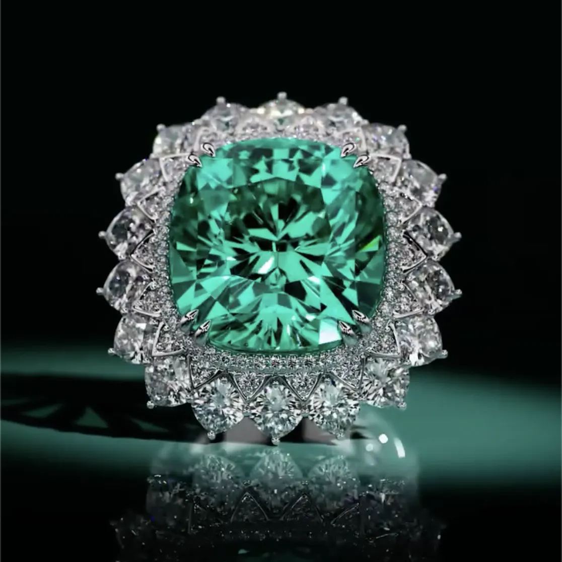 Art Deco 3.6ct Princess Cut Sapphire Engagement Ring