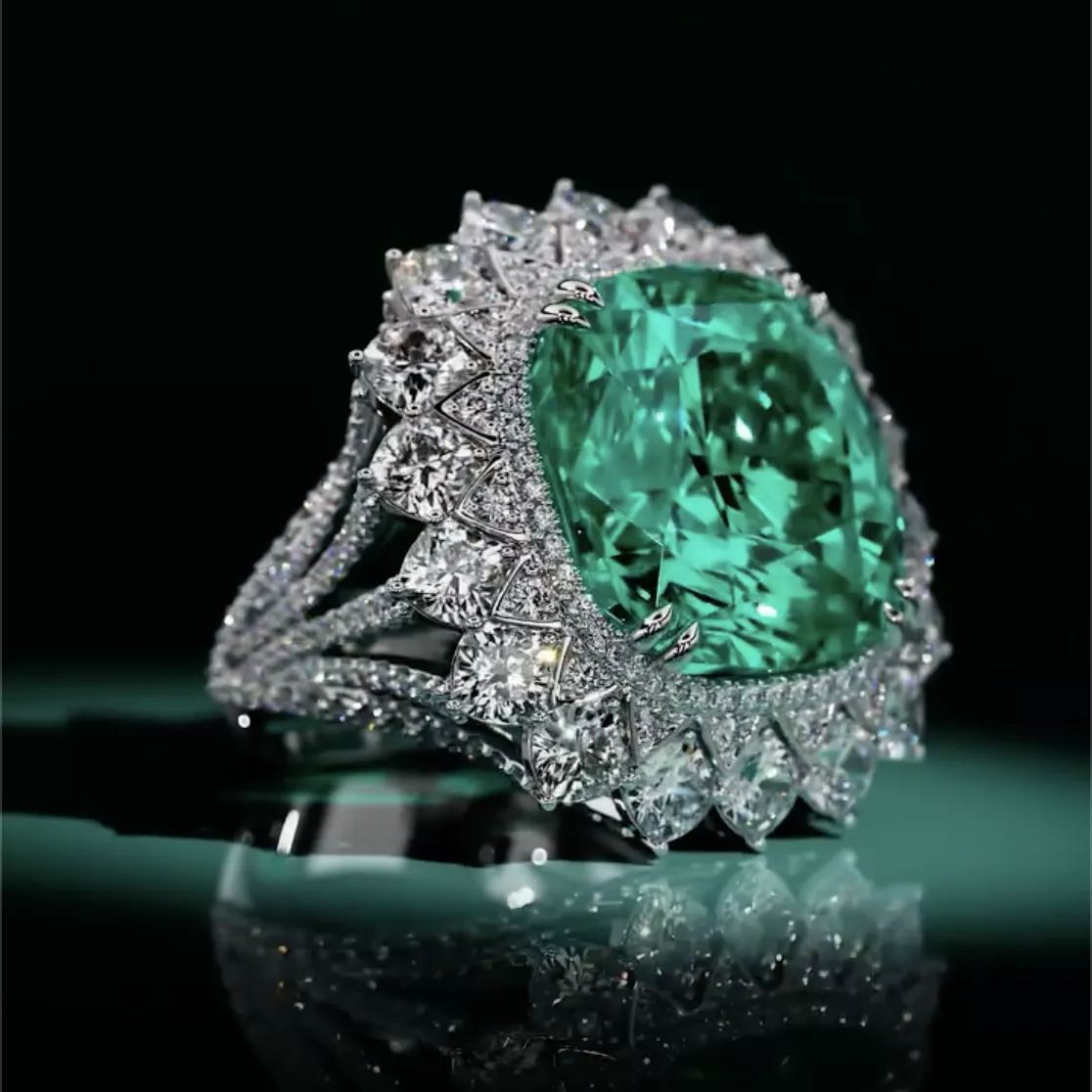 Art Deco 3.6ct Princess Cut Sapphire Engagement Ring