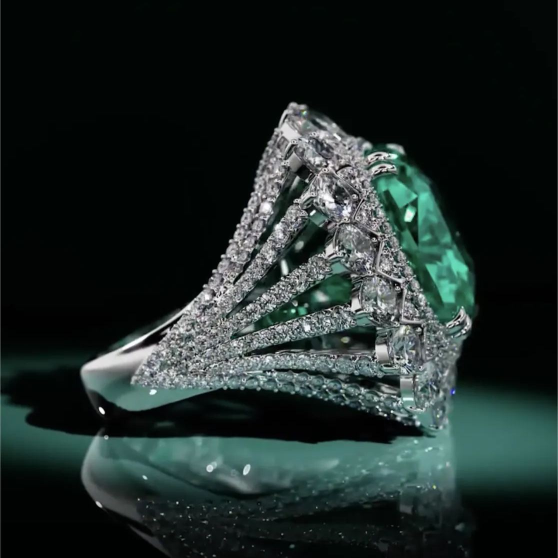 Art Deco 3.6ct Princess Cut Sapphire Engagement Ring