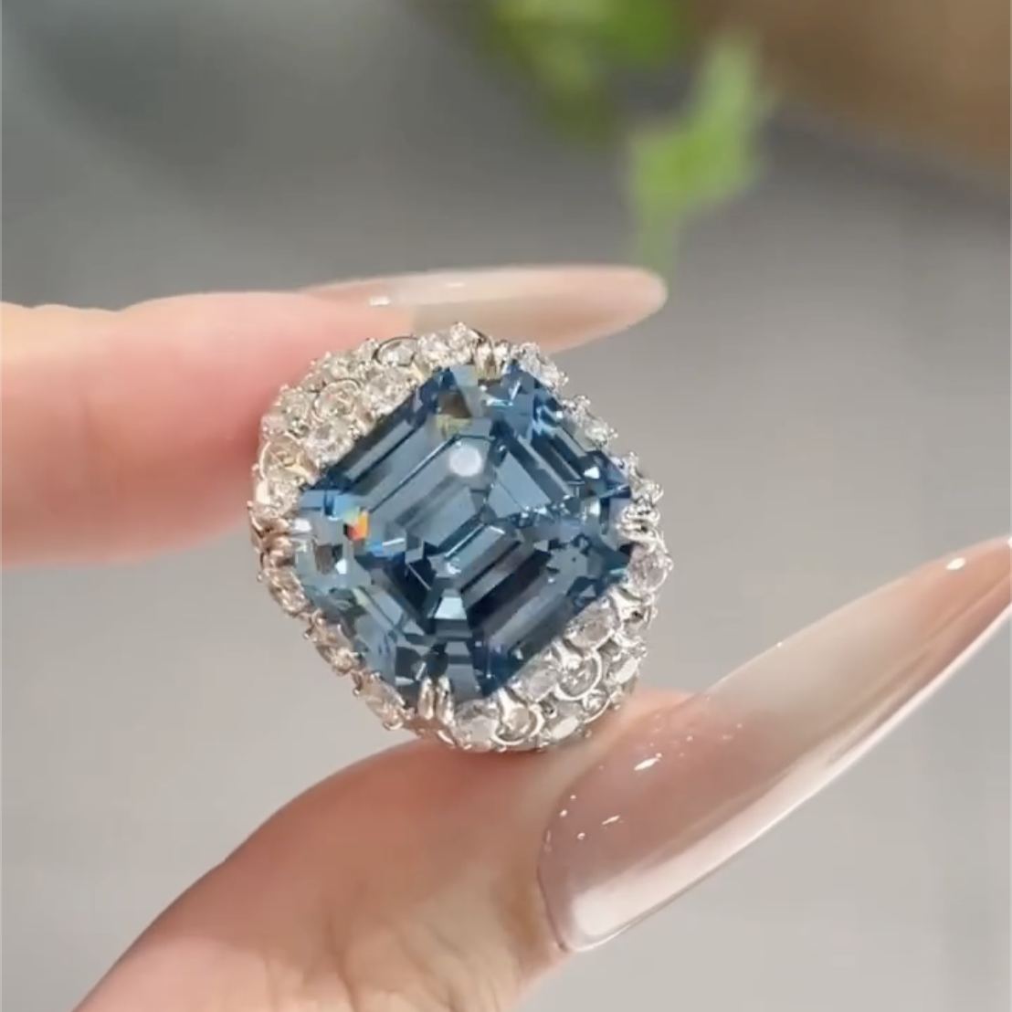 Art Deco 3.6ct Princess Cut Sapphire Engagement Ring