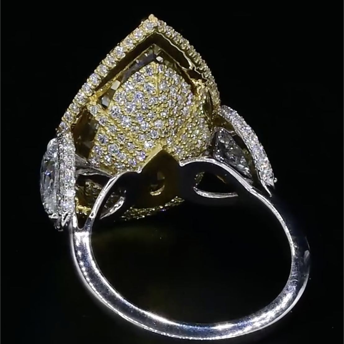 Art Deco 3.6ct Pear Cut Yellow Sapphire Engagement Ring