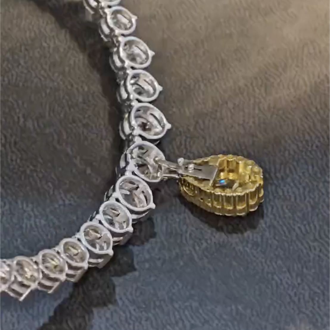 Art Deco 5.2ct Pear Brilliant Cut Yellow Sapphire Tennis Necklace