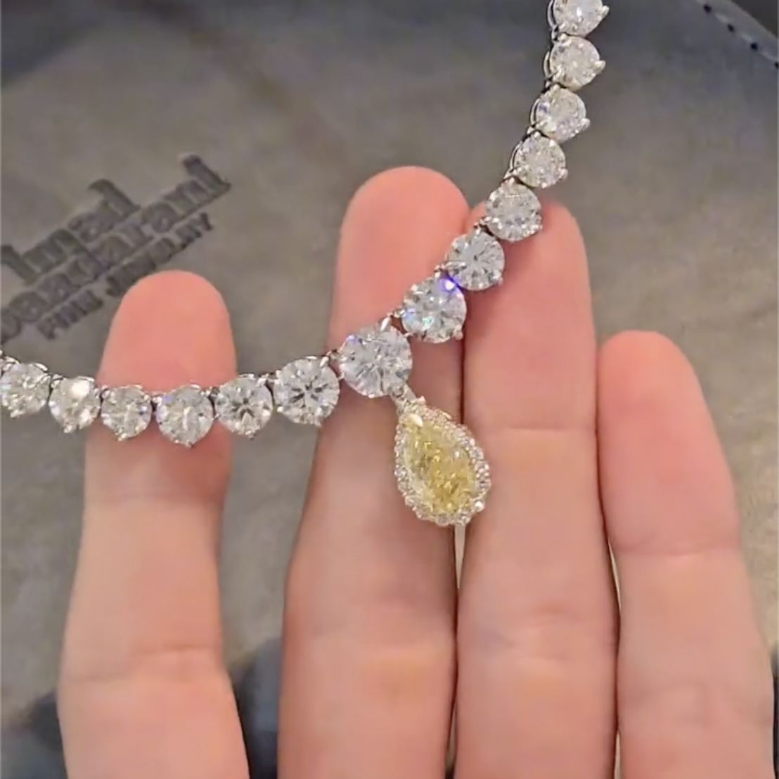 Art Deco 5.2ct Pear Brilliant Cut Yellow Sapphire Tennis Necklace