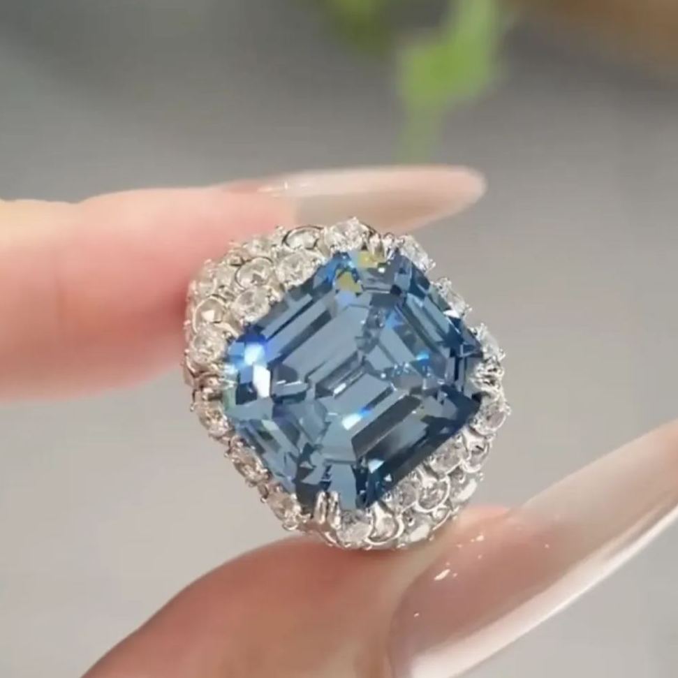 Art Deco 3.6ct Princess Cut Sapphire Engagement Ring