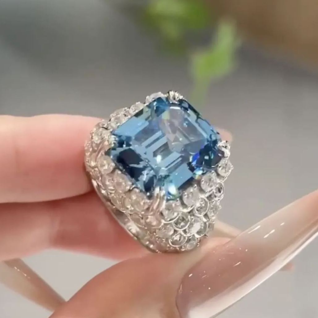 Art Deco 3.6ct Princess Cut Sapphire Engagement Ring