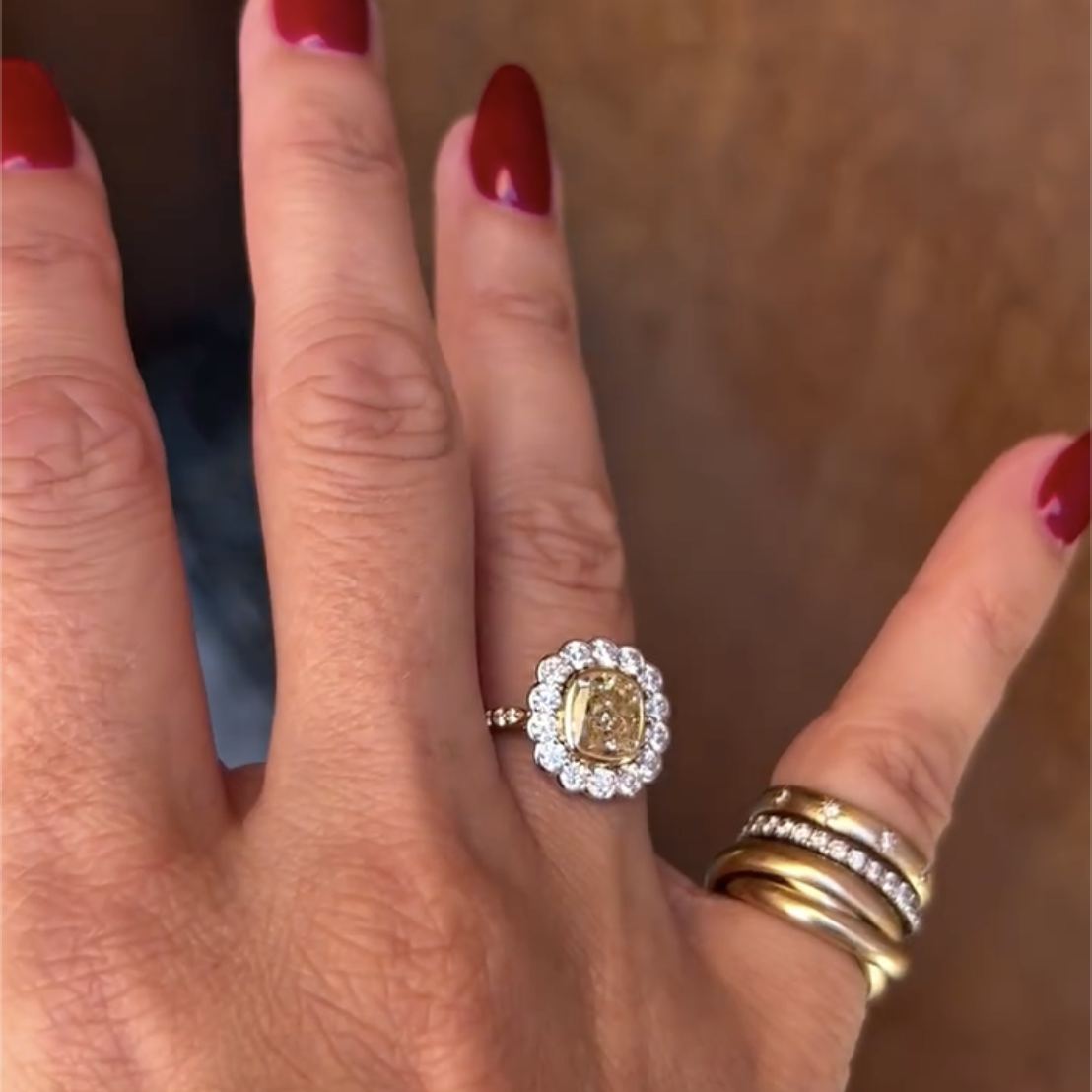 Vintage 3.8ct Cushion Cut Yellow Sapphire  Engagement Ring