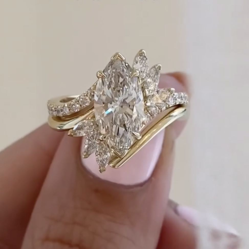 Elegant 4.2ct Marquise Cut White Sapphire Engagement Ring