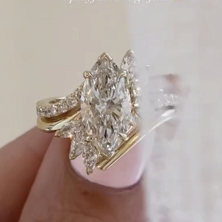 Elegant 4.2ct Marquise Cut White Sapphire Engagement Ring
