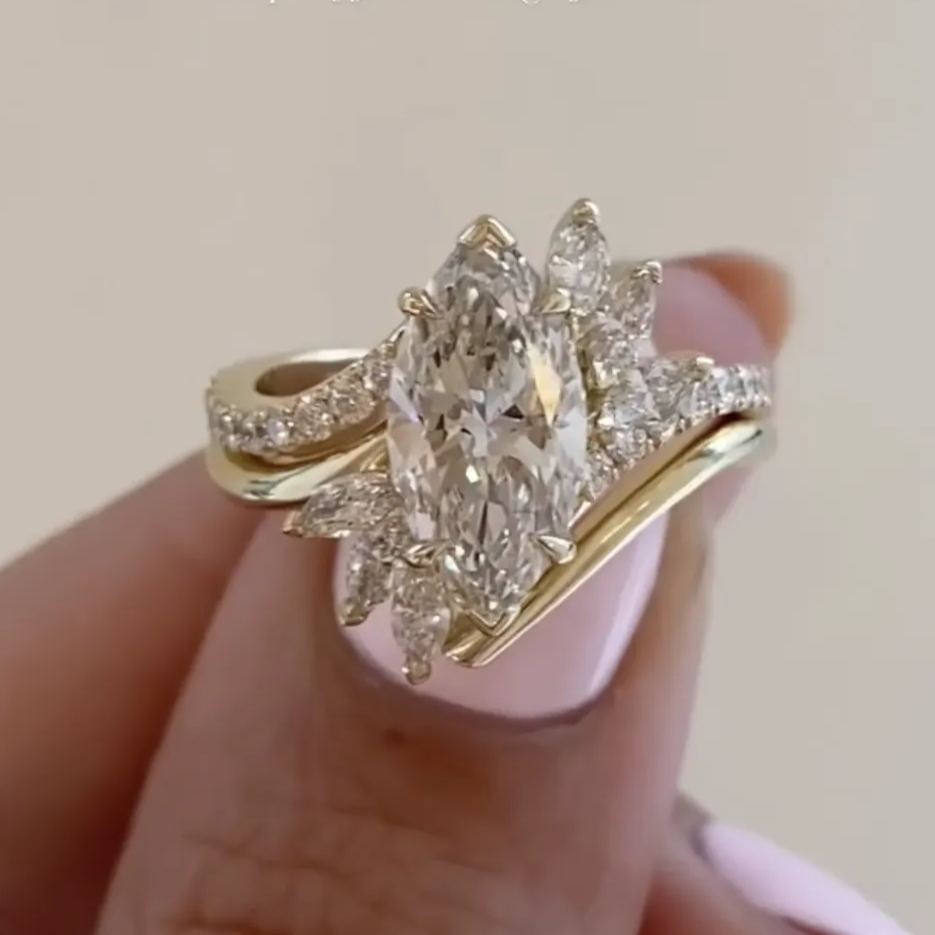 Elegant 4.2ct Marquise Cut White Sapphire Engagement Ring