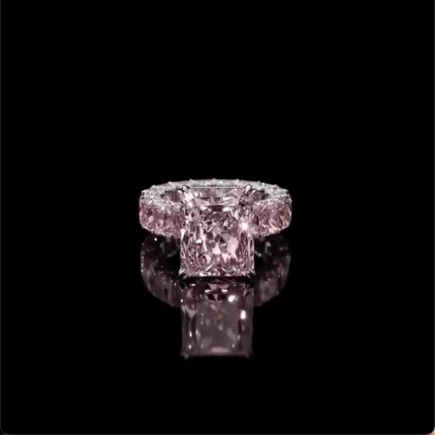 Luxury 3.6ct Emerald Cut Pink Sapphire Engagement Ring