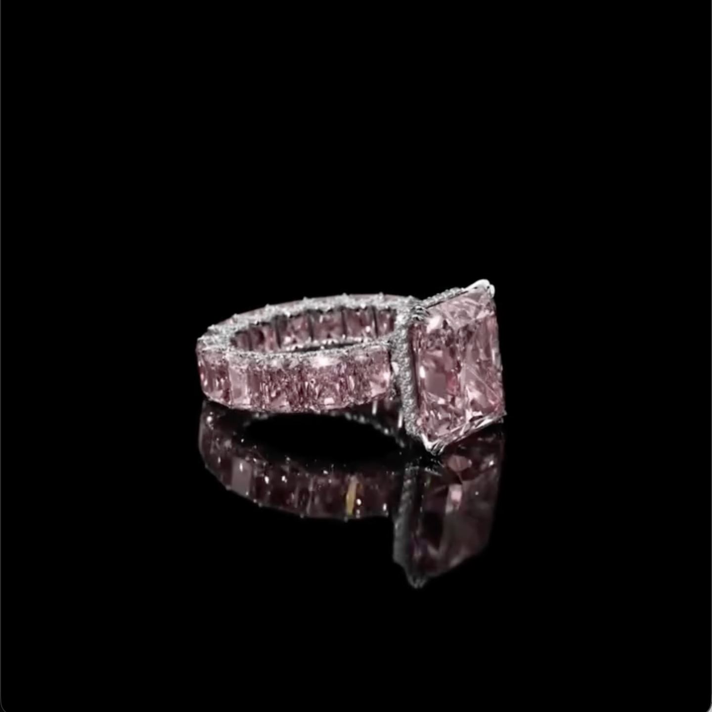 Luxury 3.6ct Emerald Cut Pink Sapphire Engagement Ring