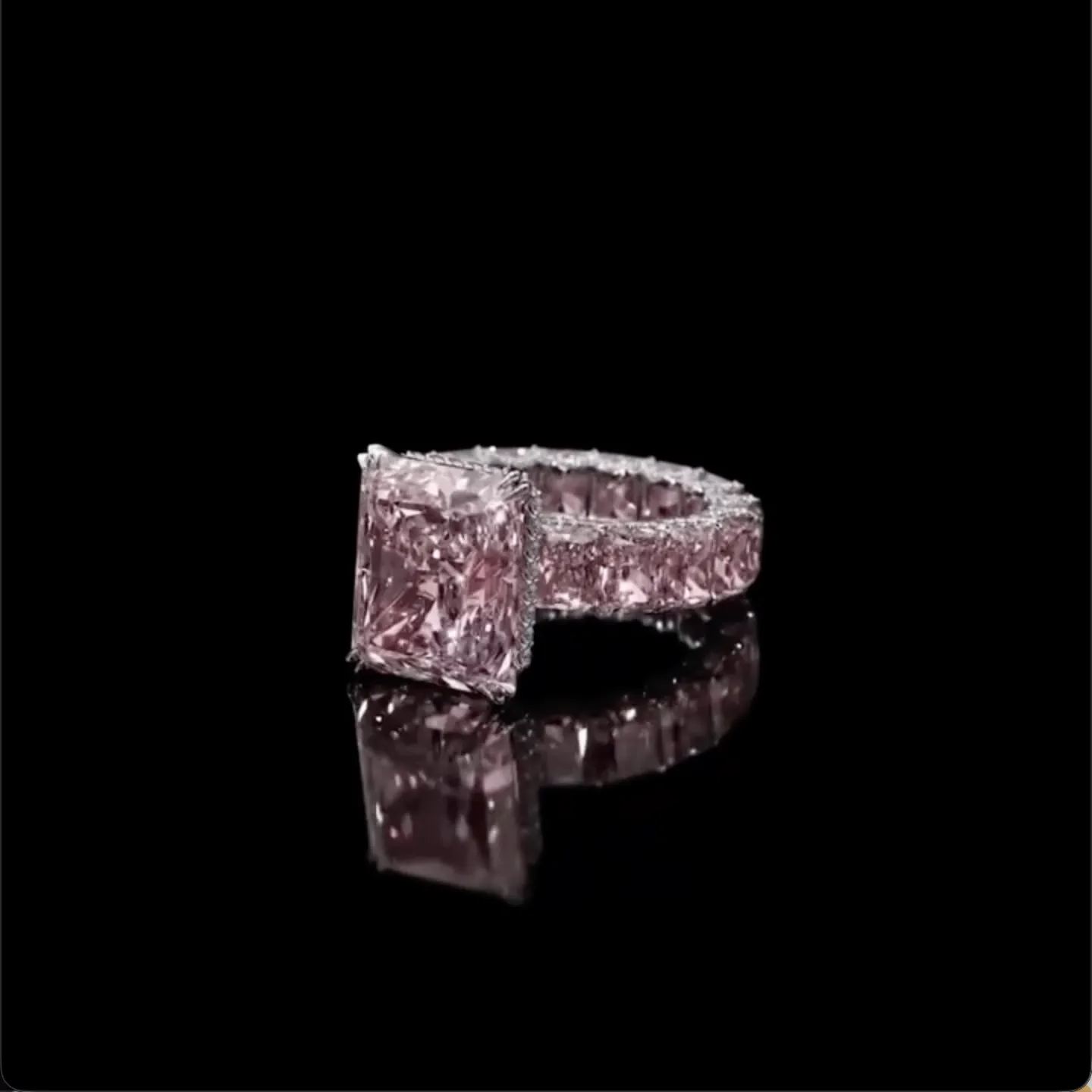 Luxury 3.6ct Emerald Cut Pink Sapphire Engagement Ring