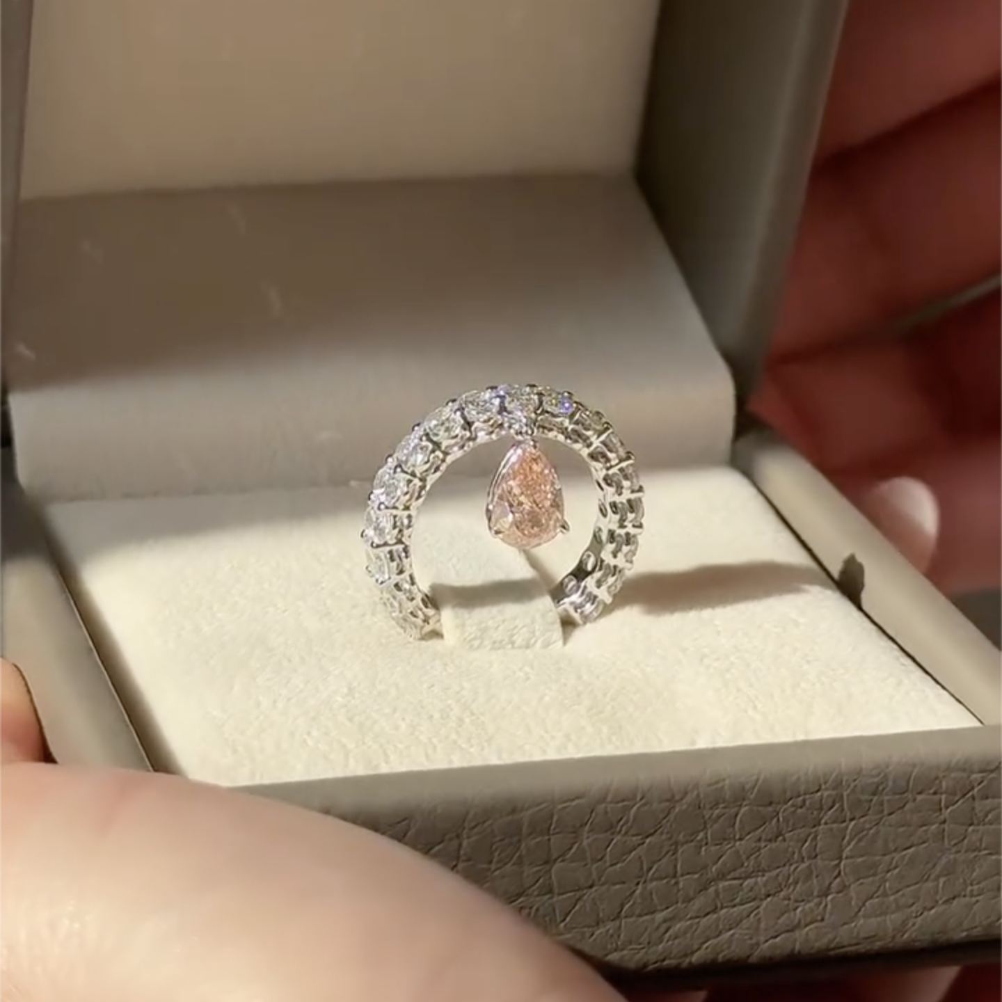 Fashion 3.2ct Pear Cut Pink Sapphire Eternity Ring