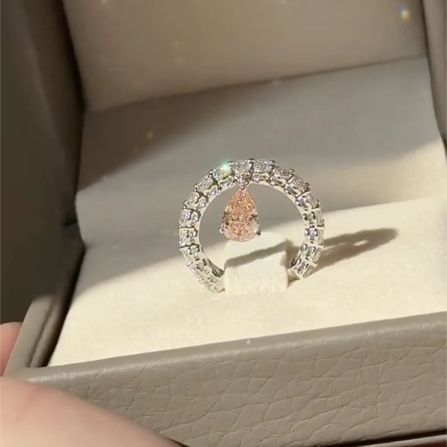 Fashion 3.2ct Pear Cut Pink Sapphire Eternity Ring