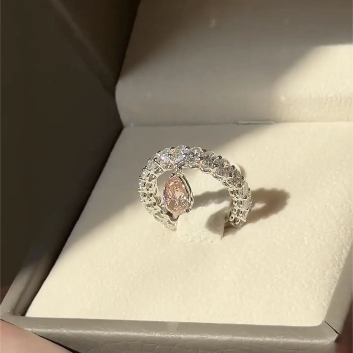 Fashion 3.2ct Pear Cut Pink Sapphire Eternity Ring