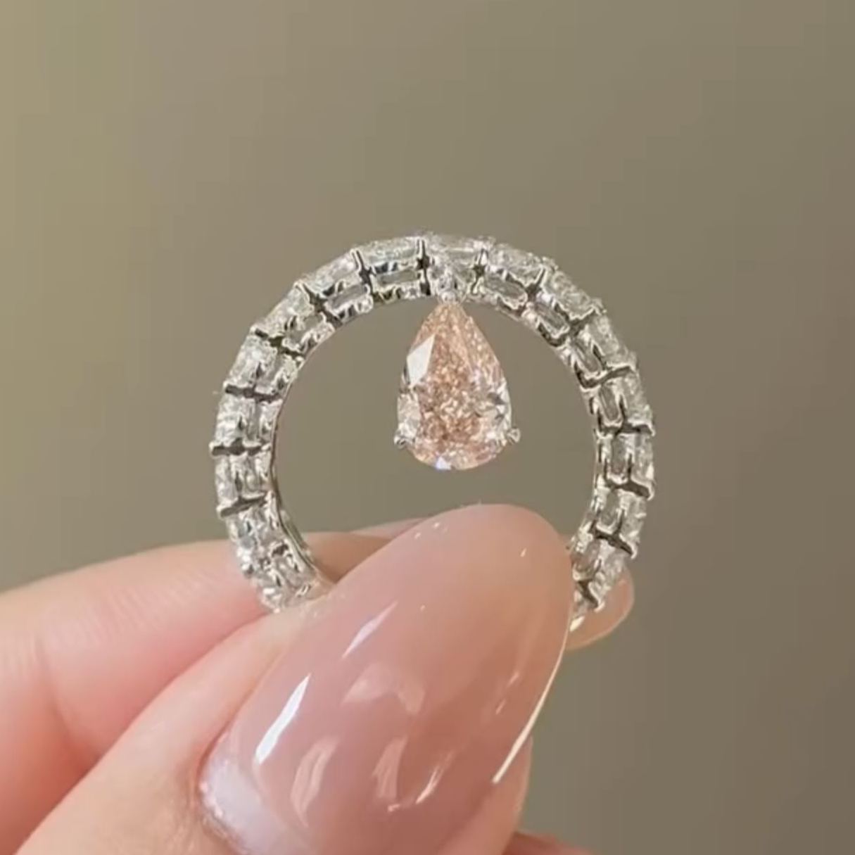 Fashion 3.2ct Pear Cut Pink Sapphire Eternity Ring