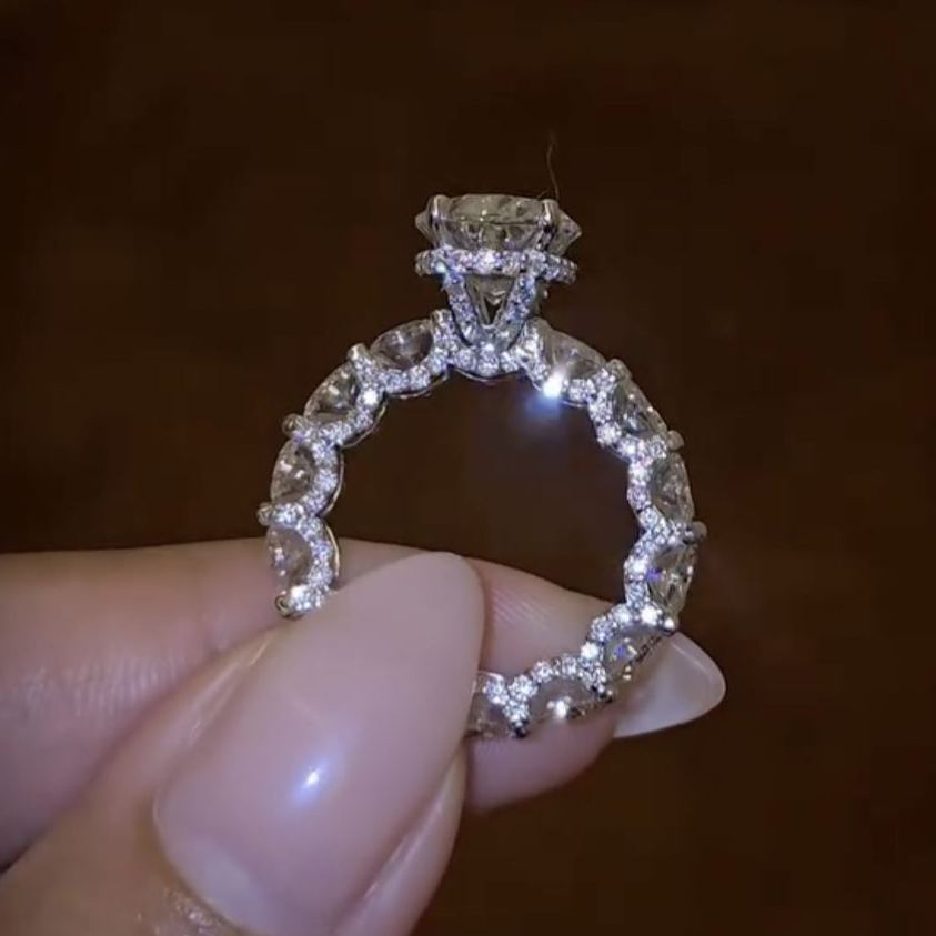 Vintage 3.5ct Round Cut White Sapphire Engagement Ring
