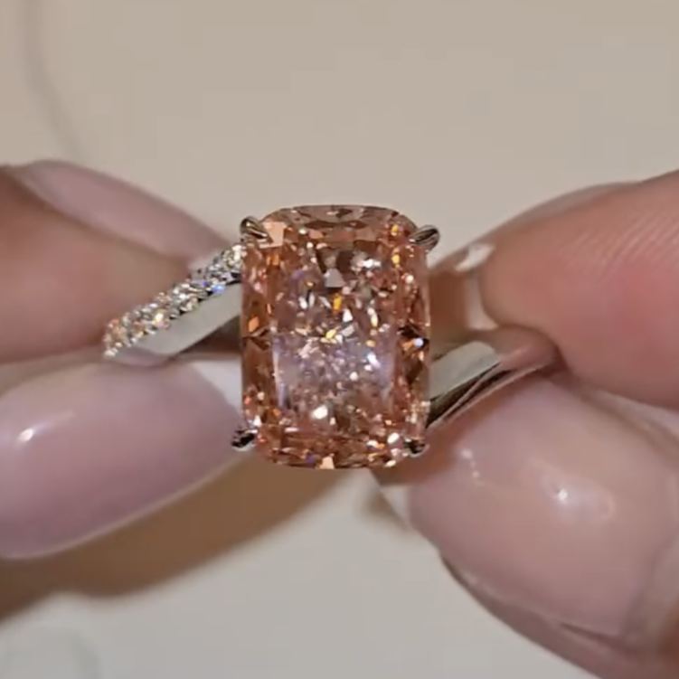 Elegant 5.8ct Emerald Cut Pink Sapphire Engagement Ring