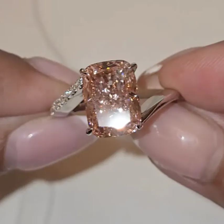 Elegant 5.8ct Emerald Cut Pink Sapphire Engagement Ring