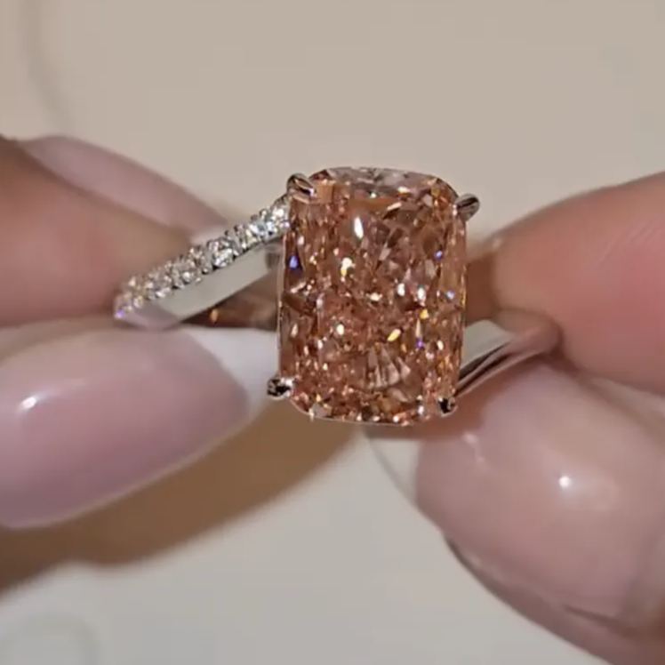 Elegant 5.8ct Emerald Cut Pink Sapphire Engagement Ring