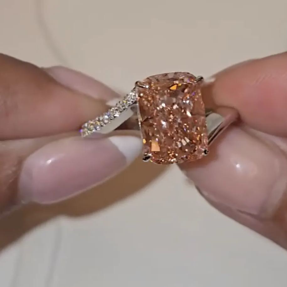 Elegant 5.8ct Emerald Cut Pink Sapphire Engagement Ring