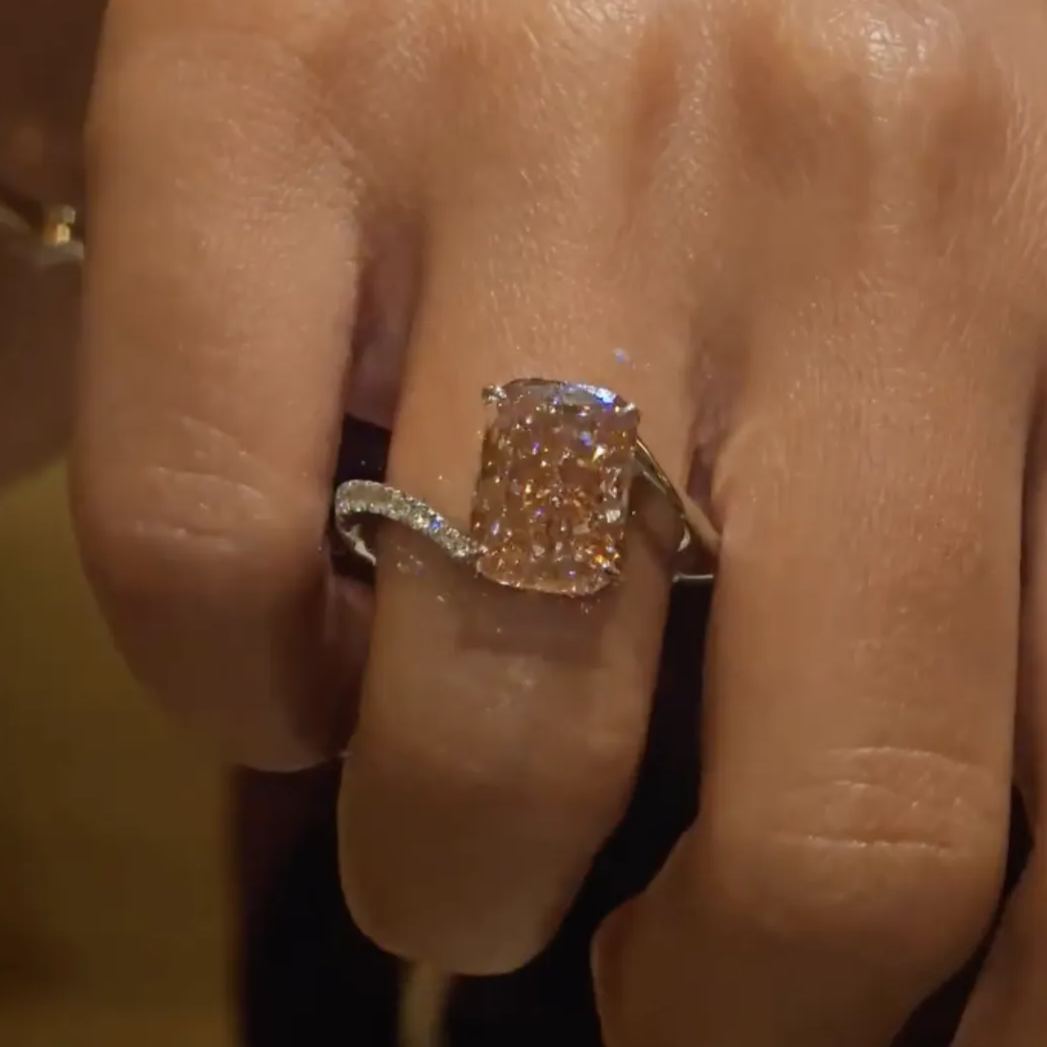 Elegant 5.8ct Emerald Cut Pink Sapphire Engagement Ring