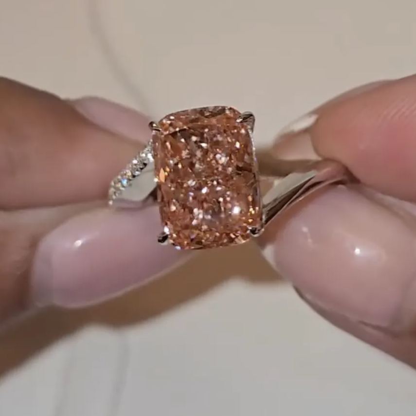 Elegant 5.8ct Emerald Cut Pink Sapphire Engagement Ring