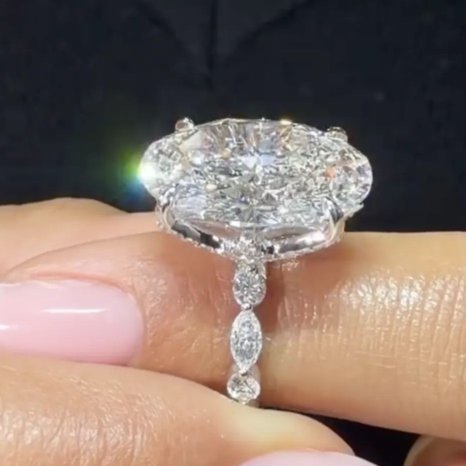 [Copy]Romantic 4.8ct Marquise Cut White Sapphire Engagement Ring