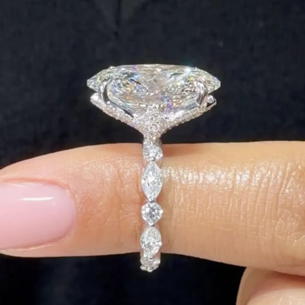 [Copy]Romantic 4.8ct Marquise Cut White Sapphire Engagement Ring