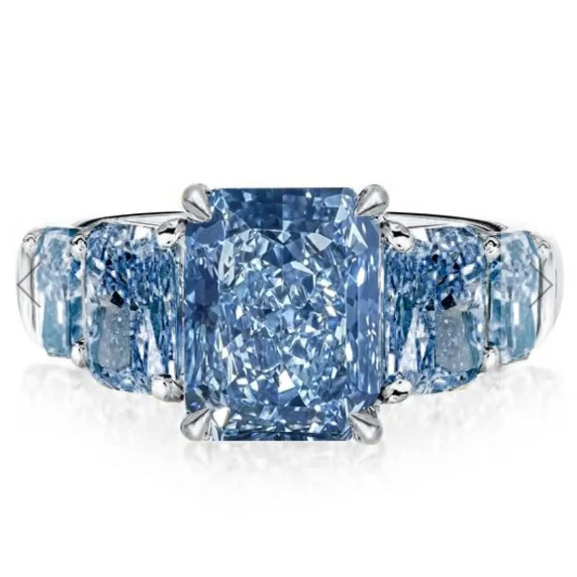 Classic 5.0ct Princess Cut Sky Blue Aquamarine Engagement Ring