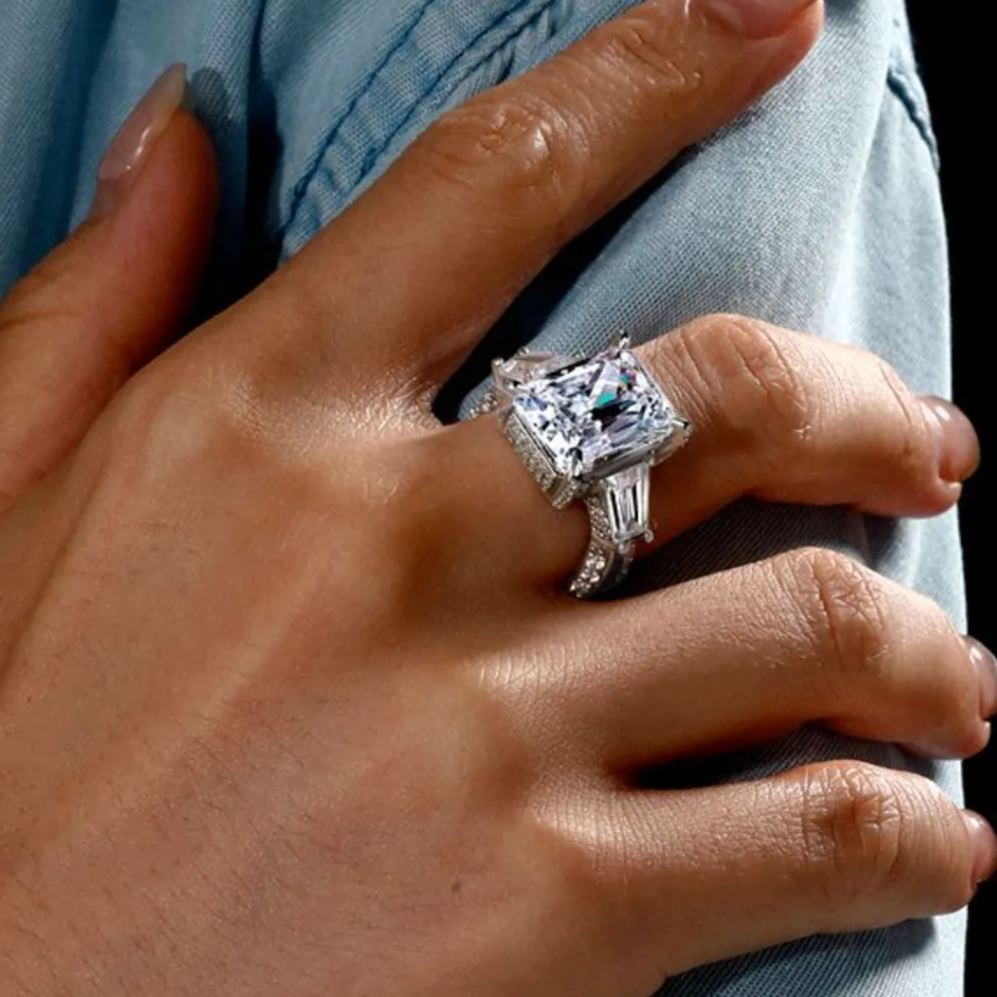 Classic 6.5ct Radiant Cut White Sapphire Luxury Engagement Ring