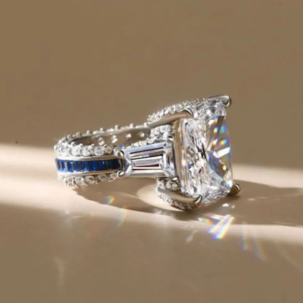 Classic 6.5ct Radiant Cut White Sapphire Luxury Engagement Ring