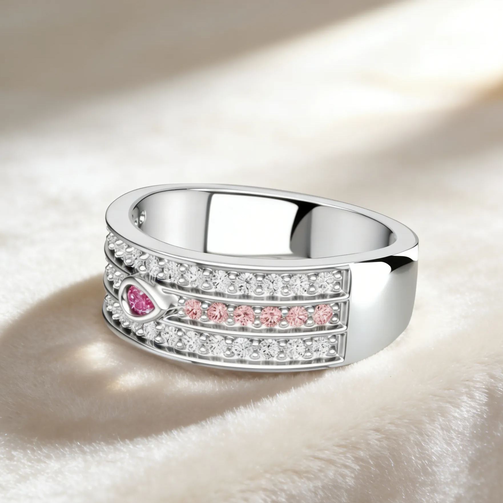 Fashion 2.0ct Pear Cut Pink Sapphire Romantic Dating Ring