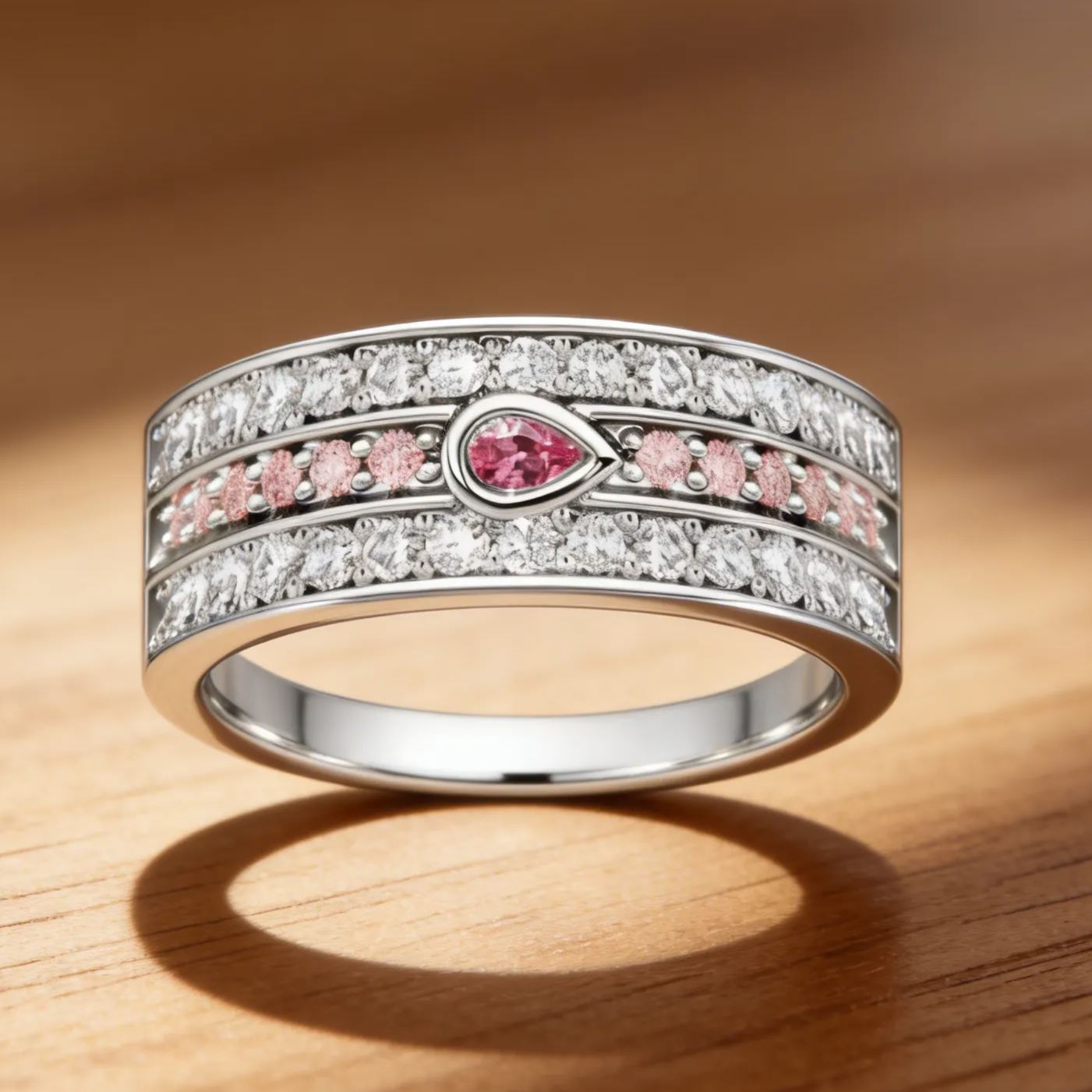 Fashion 2.0ct Pear Cut Pink Sapphire Romantic Dating Ring