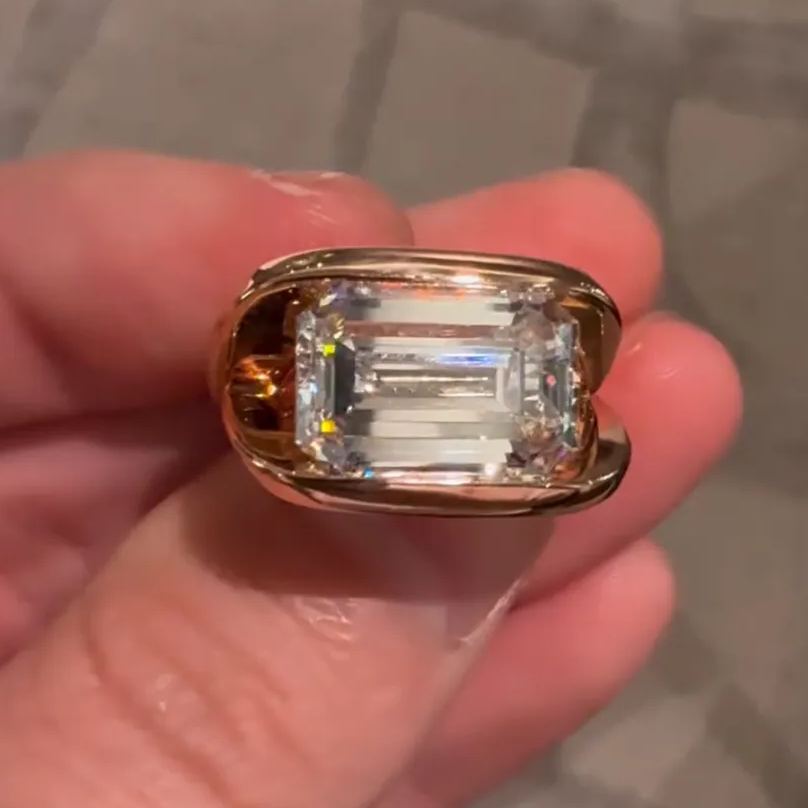 Art Deco 2.5ct Emerald Cut White Sapphire Engagement Ring