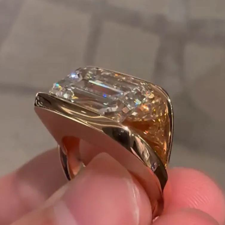 Art Deco 2.5ct Emerald Cut White Sapphire Engagement Ring