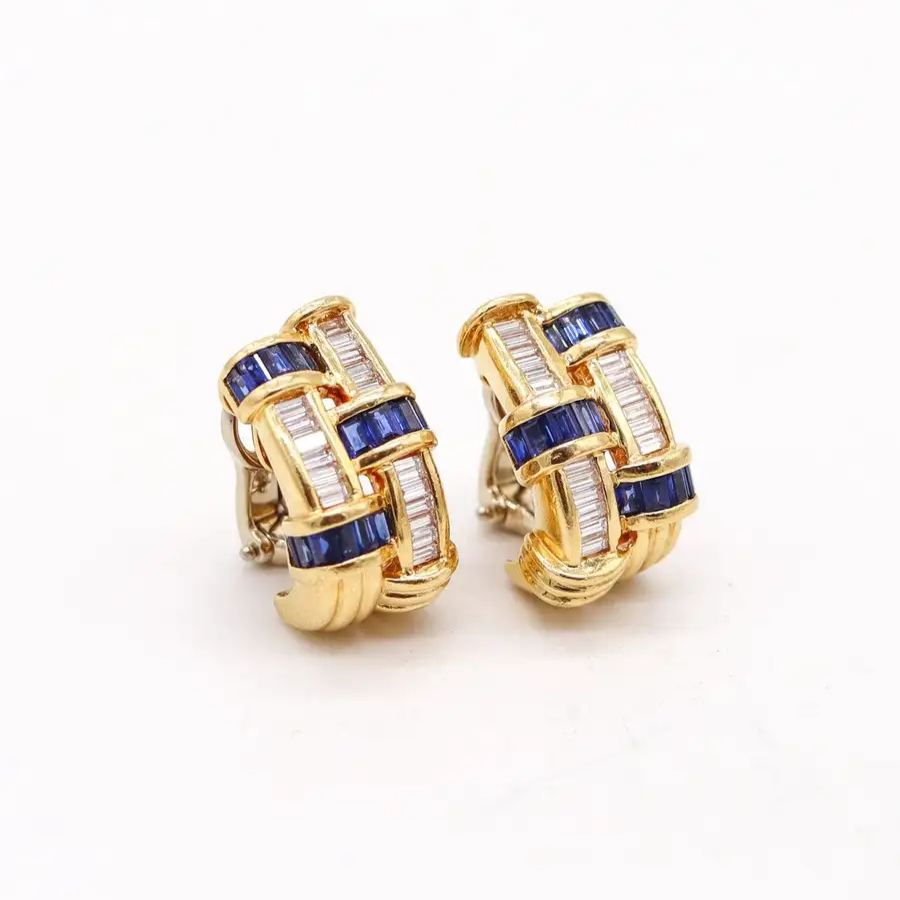 Gemstone-encrusted fashionable woven earrings