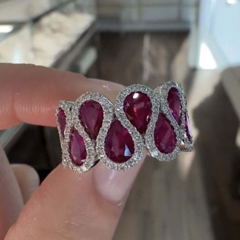 Luxury 5.8ct Pear Cut Ruby Ring