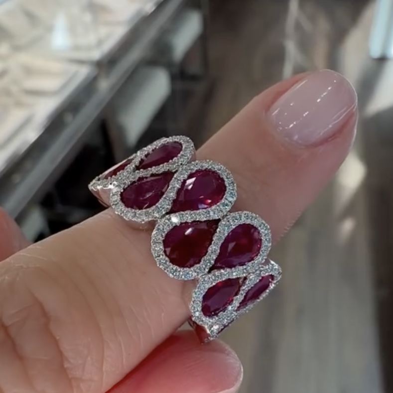 Luxury 5.8ct Pear Cut Ruby Ring